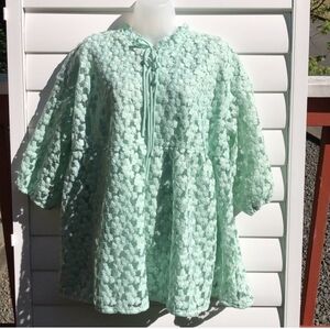 Marc New York By Andrew Marc Green Floral Blouse